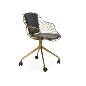 Soho Concept Zebra Arm Office Chair With Removable Leatherette Seat Pad - Ergonomic Design, 350 Lbs Capacity Brass,Black  Soho-concept-dining-chair-06336