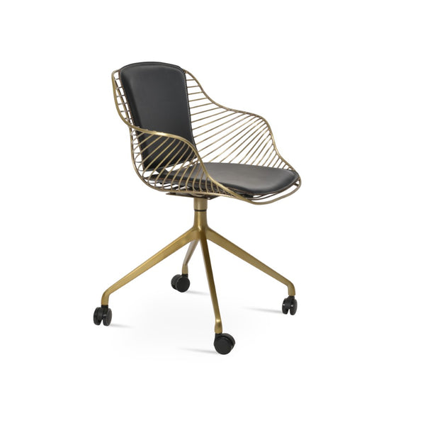 Soho Concept Zebra Arm Office Chair With Removable Leatherette Seat Pad - Ergonomic Design, 350 Lbs Capacity Brass,Black  Soho-concept-dining-chair-06336