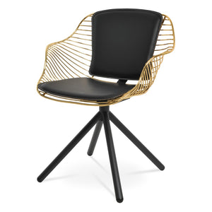 Soho Concept Zebra Arm Office Chair With Removable Leatherette Seat Pad - Ergonomic Design, 350 Lbs Capacity Black,Gold  Soho-concept-dining-chair-06354