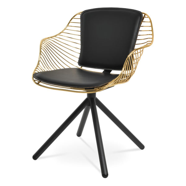 Soho Concept Zebra Arm Office Chair With Removable Leatherette Seat Pad - Ergonomic Design, 350 Lbs Capacity Black,Gold  Soho-concept-dining-chair-06354