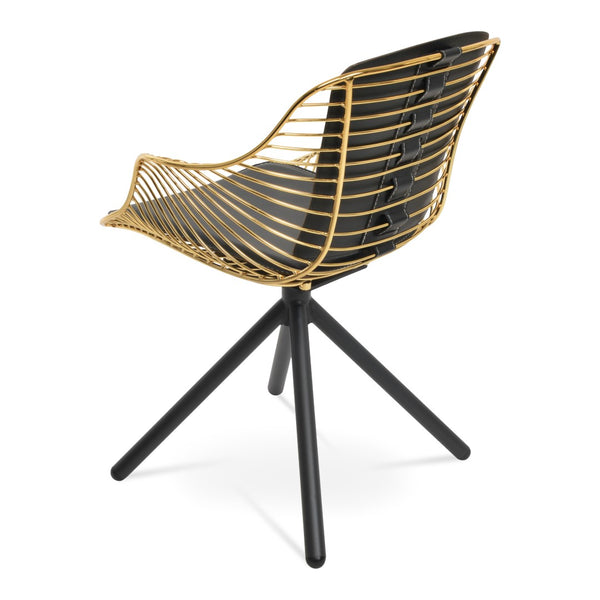 Soho Concept Zebra Arm Office Chair With Removable Leatherette Seat Pad - Ergonomic Design, 350 Lbs Capacity Black,Gold  Soho-concept-dining-chair-06354