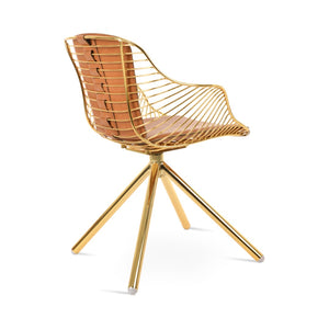 Soho Concept Zebra Arm Office Chair With Removable Leatherette Seat Pad - Ergonomic Design, 350 Lbs Capacity Gold  Soho-concept-dining-chair-06351