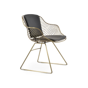 Soho Concept Zebra Arm Office Chair With Removable Leatherette Seat Pad - Ergonomic Design, 350 Lbs Capacity Brass,Black  Soho-concept-dining-chair-06368