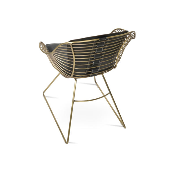 Soho Concept Zebra Arm Office Chair With Removable Leatherette Seat Pad - Ergonomic Design, 350 Lbs Capacity Brass,Black  Soho-concept-dining-chair-06368