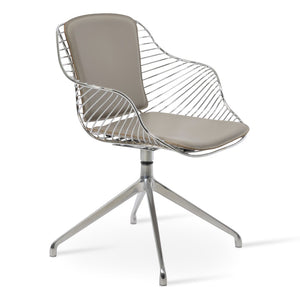 Soho Concept Zebra Arm Office Chair With Removable Leatherette Seat Pad - Ergonomic Design, 350 Lbs Capacity Chrome  Soho-concept-dining-chair-06372