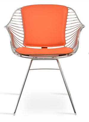 Soho Concept Zebra Arm Office Chair With Removable Leatherette Seat Pad - Ergonomic Design, 350 Lbs Capacity Chrome,Orange  Soho-concept-dining-chair-06371