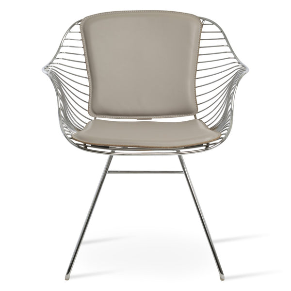 Soho Concept Zebra Arm Office Chair With Removable Leatherette Seat Pad - Ergonomic Design, 350 Lbs Capacity Chrome  Soho-concept-dining-chair-06370