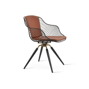 Soho Concept Zebra Arm Office Chair With Removable Leatherette Seat Pad - Ergonomic Design, 350 Lbs Capacity Black,Brass  Soho-concept-dining-chair-06287