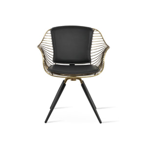 Soho Concept Zebra Arm Office Chair With Removable Leatherette Seat Pad - Ergonomic Design, 350 Lbs Capacity Brass,Black  Soho-concept-dining-chair-06292