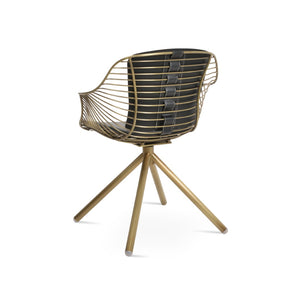 Soho Concept Zebra Arm Office Chair With Removable Leatherette Seat Pad - Ergonomic Design, 350 Lbs Capacity Brass,Black  Soho-concept-dining-chair-06346