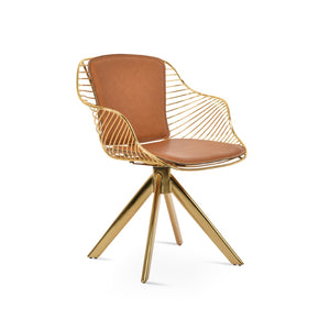 Soho Concept Zebra Arm Office Chair With Removable Leatherette Seat Pad - Ergonomic Design, 350 Lbs Capacity Gold  Soho-concept-dining-chair-06361