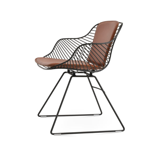 Soho Concept Zebra Wire Armchair - Stylish Black Steel Frame, Removable Seat Pad & 5-year Guarantee For Comfort Black  Soho-concept-dining-chair-06395