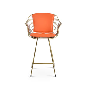Soho Concept Cattelan Pr-wood Barstools With Wool Upholstery & Solid Wood Base – Stylish Comfort For Any Space Bronze,Brass,Orange  Soho-concept-dining-chair-07252