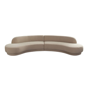Diamond Sofa Zelda 2pc Curved Modular Armless Chaise Set In Light Camel Velvet With Chic Accent Pillows - Stylish Comfort Camel Fabric Zelda2pclcrclca