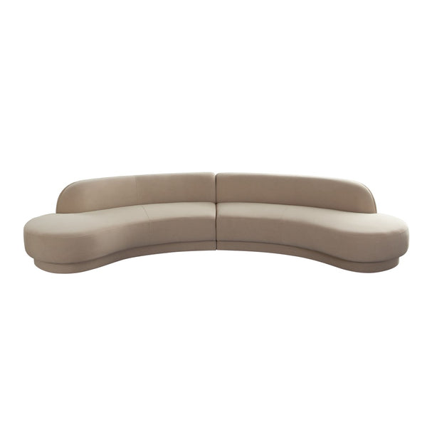 Diamond Sofa Zelda 2pc Curved Modular Armless Chaise Set In Light Camel Velvet With Chic Accent Pillows - Stylish Comfort Camel Fabric Zelda2pclcrclca