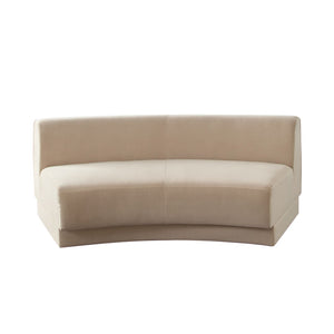 Diamond Sofa Zelda Curved Armless Sofa In Light Camel Performance Velvet With Stylish Accent Pillow - Chic Design! Camel Fabric Zeldaaslca