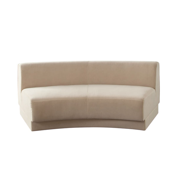 Diamond Sofa Zelda Curved Armless Sofa In Light Camel Performance Velvet With Stylish Accent Pillow - Chic Design! Camel Fabric Zeldaaslca