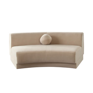 Diamond Sofa Zelda Curved Armless Sofa In Light Camel Performance Velvet With Stylish Accent Pillow - Chic Design! Camel Fabric Zeldaaslca