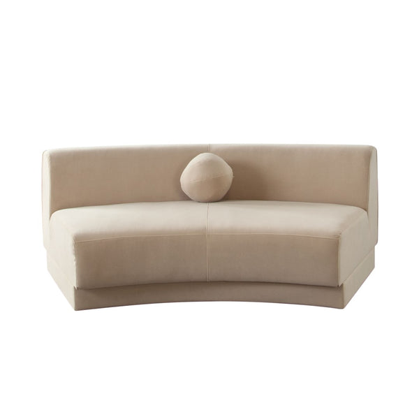 Diamond Sofa Zelda Curved Armless Sofa In Light Camel Performance Velvet With Stylish Accent Pillow - Chic Design! Camel Fabric Zeldaaslca