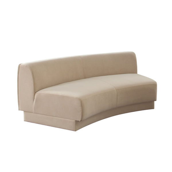 Diamond Sofa Zelda Curved Armless Sofa In Light Camel Performance Velvet With Stylish Accent Pillow - Chic Design! Camel Fabric Zeldaaslca