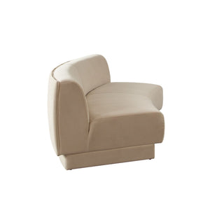 Diamond Sofa Zelda Curved Armless Sofa In Light Camel Performance Velvet With Stylish Accent Pillow - Chic Design! Camel Fabric Zeldaaslca