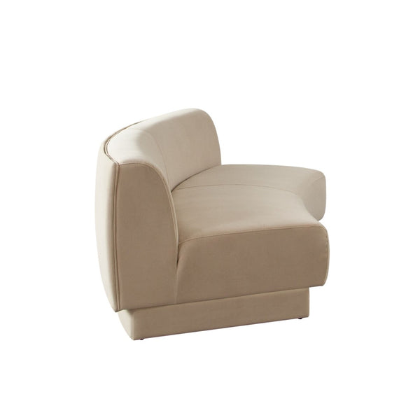 Diamond Sofa Zelda Curved Armless Sofa In Light Camel Performance Velvet With Stylish Accent Pillow - Chic Design! Camel Fabric Zeldaaslca