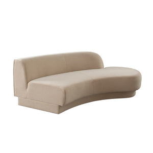 Diamond Sofa Zelda Curved Chaise In Luxurious Light Camel Velvet With Accent Pillow - Chic Modular Seating Solution Camel Fabric Zeldarclca