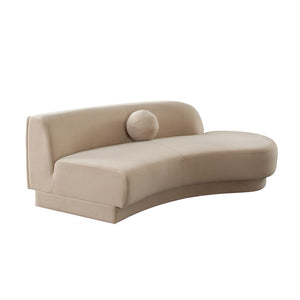 Diamond Sofa Zelda Curved Chaise In Luxurious Light Camel Velvet With Accent Pillow - Chic Modular Seating Solution Camel Fabric Zeldarclca