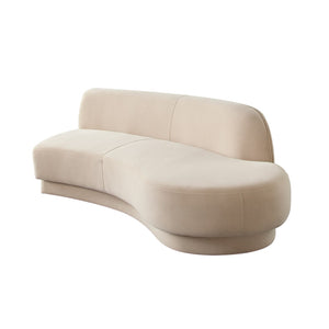 Diamond Sofa Zelda Curved Chaise In Luxurious Light Camel Velvet With Accent Pillow - Chic Modular Seating Solution Camel Fabric Zeldarclca