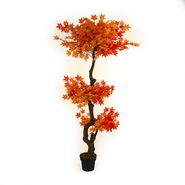 Zentique Faux Plant Accent - Elevate Your Space With Lush Greenery And Effortless Style, No Maintenance Needed! Orange Leaves,Black Vase Wood,Plastic,Cloth Zen-180503-31