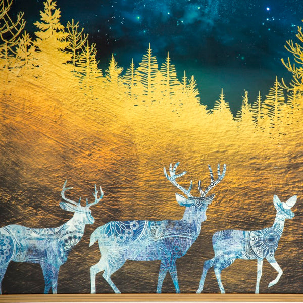 Zentique Family Family of Deer Art Print – 32" Iron Framed Wildlife Wall Art, Serene Woodland Decor for Home ZEN-180503-7