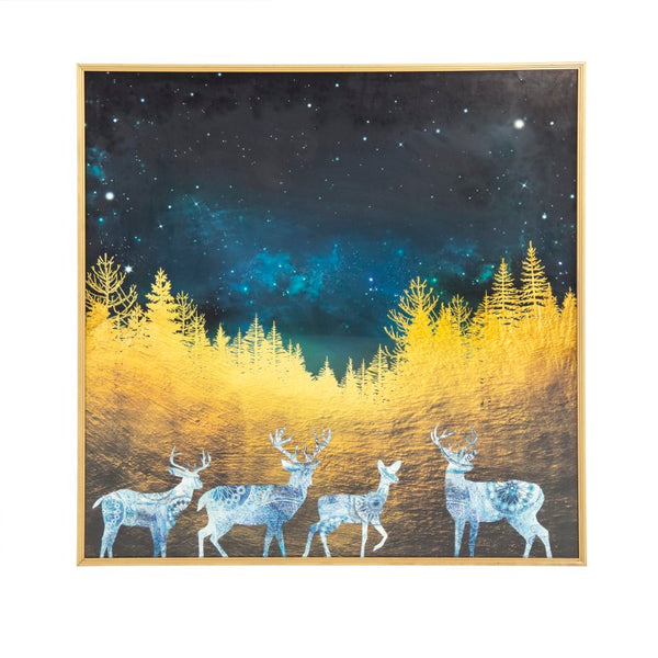 Zentique Family Family of Deer Art Print – 32" Iron Framed Wildlife Wall Art, Serene Woodland Decor for Home ZEN-180503-7