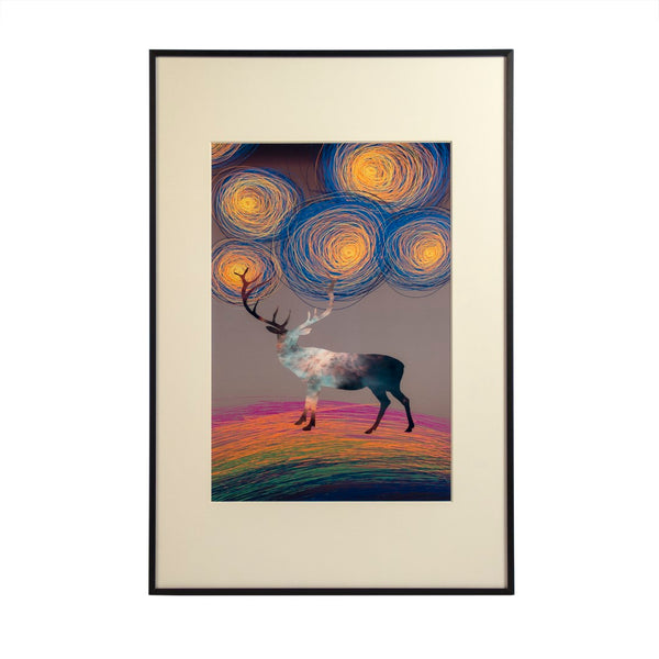 Zentique Deer Art Print - Stunning Nature-inspired Wall Decor To Elevate Your Home Or Office Aesthetic Multi,Colored,Black Frame Iron,Paper,Glass Zen-29158-1a