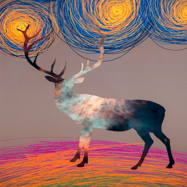 Zentique Deer Elegant Wall Art Print with Iron Frame & Glass, 24x36 Ready-to-Hang Rustic Modern Focal Piece ZEN-29158-1A