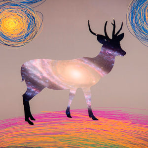 Zentique Deer Iron-Framed Art Print 24x36 with Glass Cover — Elegant Nature Illustration, Ready-to-Hang Decor ZEN-29158-1B