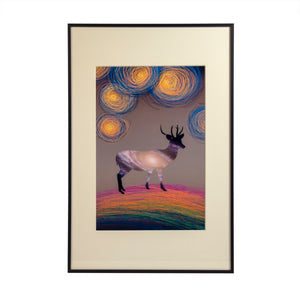 Zentique Deer Iron-Framed Art Print 24x36 with Glass Cover — Elegant Nature Illustration, Ready-to-Hang Decor ZEN-29158-1B