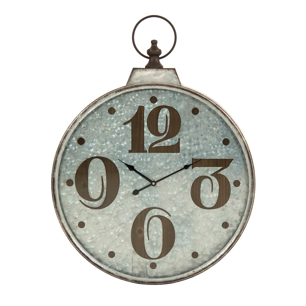 Zentique Retro Metal Wall Clock - Vintage Charm Meets Modern Elegance In Distressed Silver & Black Finish Distressed Silver,Black Metal,Glass,Mdf Zen-51073