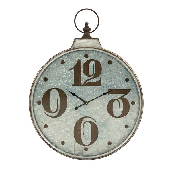 Zentique Retro Metal Wall Clock - Vintage Charm Meets Modern Elegance In Distressed Silver & Black Finish Distressed Silver,Black Metal,Glass,Mdf Zen-51073