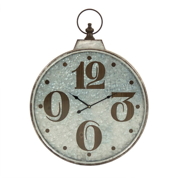 Zentique Retro Metal Wall Clock Vintage-Style 24x32in Bold Numerals Glass Face Quartz Movement Durable Finish ZEN-51073