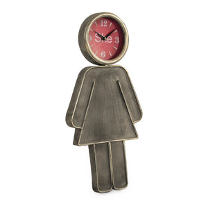 Zentique Girl Decorative Wall Clock with Stylized Silhouette, Metal & Glass, 25in Height, Modern Nursery Accent ZEN-55206A