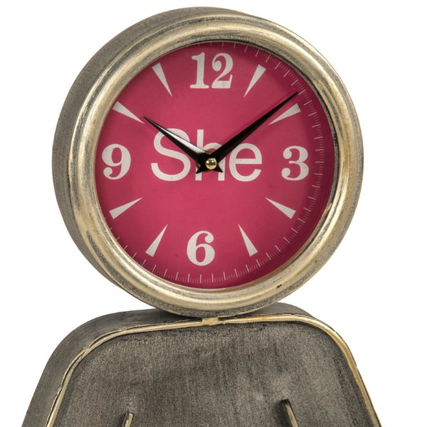 Zentique Girl Decorative Wall Clock with Stylized Silhouette, Metal & Glass, 25in Height, Modern Nursery Accent ZEN-55206A