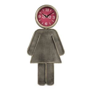 Zentique Girl Decorative Wall Clock with Stylized Silhouette, Metal & Glass, 25in Height, Modern Nursery Accent ZEN-55206A