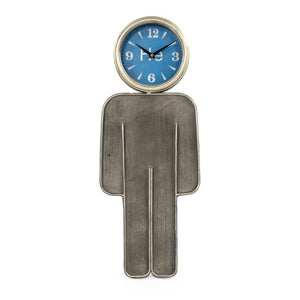 Zentique Boy Whimsical Wall Clock for Kids Room 10x25in Metal Frame Glass Face Battery Operated Decor ZEN-55206B