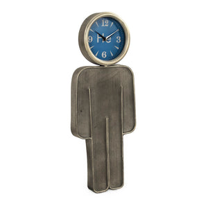 Zentique Boy Wall Clock - Whimsical Blue And White Timepiece For Kids' Rooms, Inspiring Imagination & Fun Decor Distressed Metal,Blue,White Metal,Glass,Mdf Zen-55206b