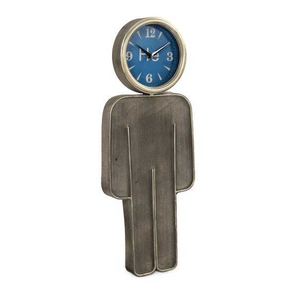 Zentique Boy Wall Clock - Whimsical Blue And White Timepiece For Kids' Rooms, Inspiring Imagination & Fun Decor Distressed Metal,Blue,White Metal,Glass,Mdf Zen-55206b