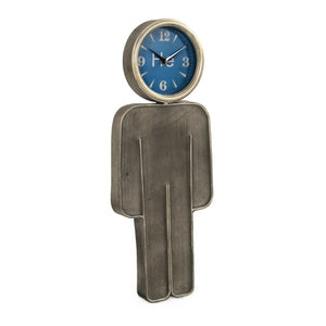 Zentique Boy Whimsical Wall Clock for Kids Room 10x25in Metal Frame Glass Face Battery Operated Decor ZEN-55206B