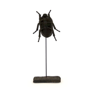 Zentique Small June Beetle Resin Sculpture on Minimal Stand — Handcrafted Iridescent Desk Ornament, 9" Tall ZEN-LF4516422BL