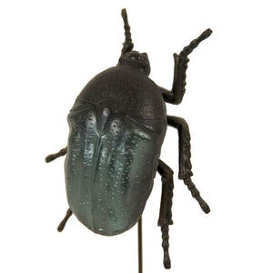 Zentique Small June Beetle Resin Sculpture on Minimal Stand — Handcrafted Iridescent Desk Ornament, 9" Tall ZEN-LF4516422BL