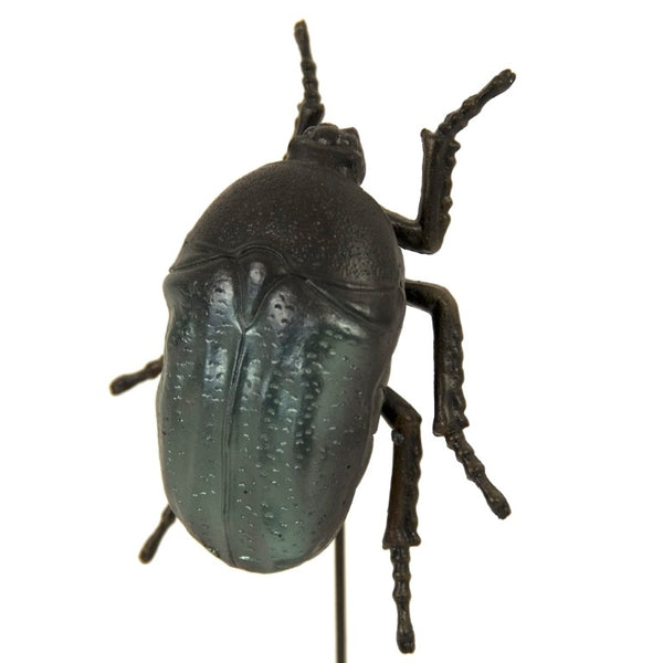 Zentique Small June Beetle Resin Sculpture on Minimal Stand — Handcrafted Iridescent Desk Ornament, 9" Tall ZEN-LF4516422BL
