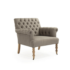 Lorraine Tufted Arm Chair Limed Grey Oak, Grey Linen ZEN026 E272 A048 Zentique